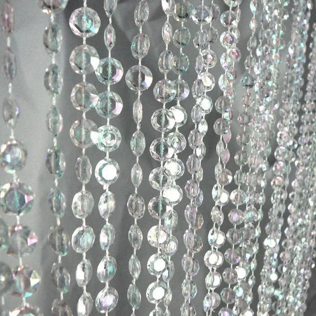 Crystal Bead Curtain Hanging Decor, 6-feet, Iridescent Clear