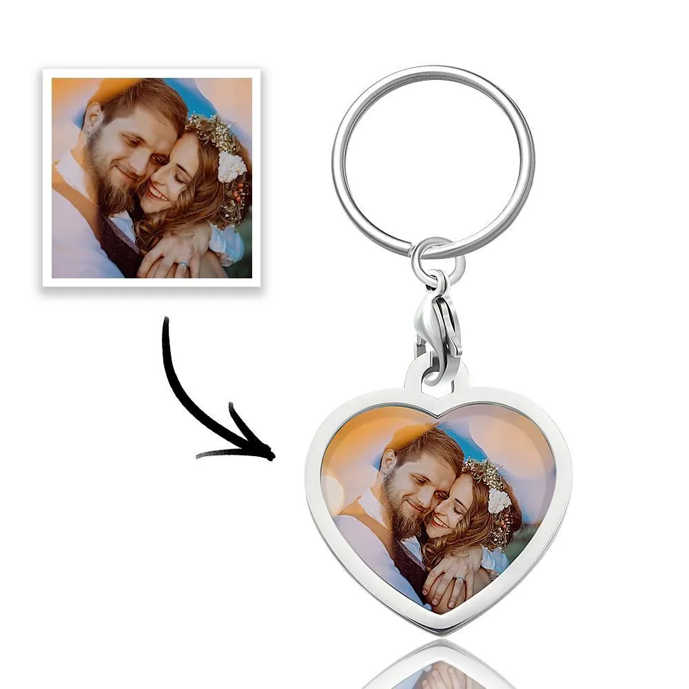 Custom Heart Shaped Photo Keychain Stainless Steel for Lover