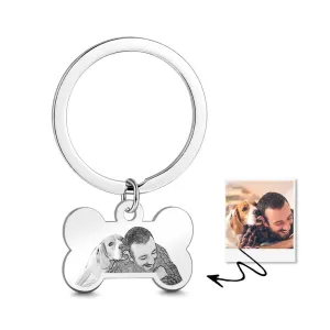 Custom Photo Keychain Bone Shaped Printing Keychain Gift For Pet Lover