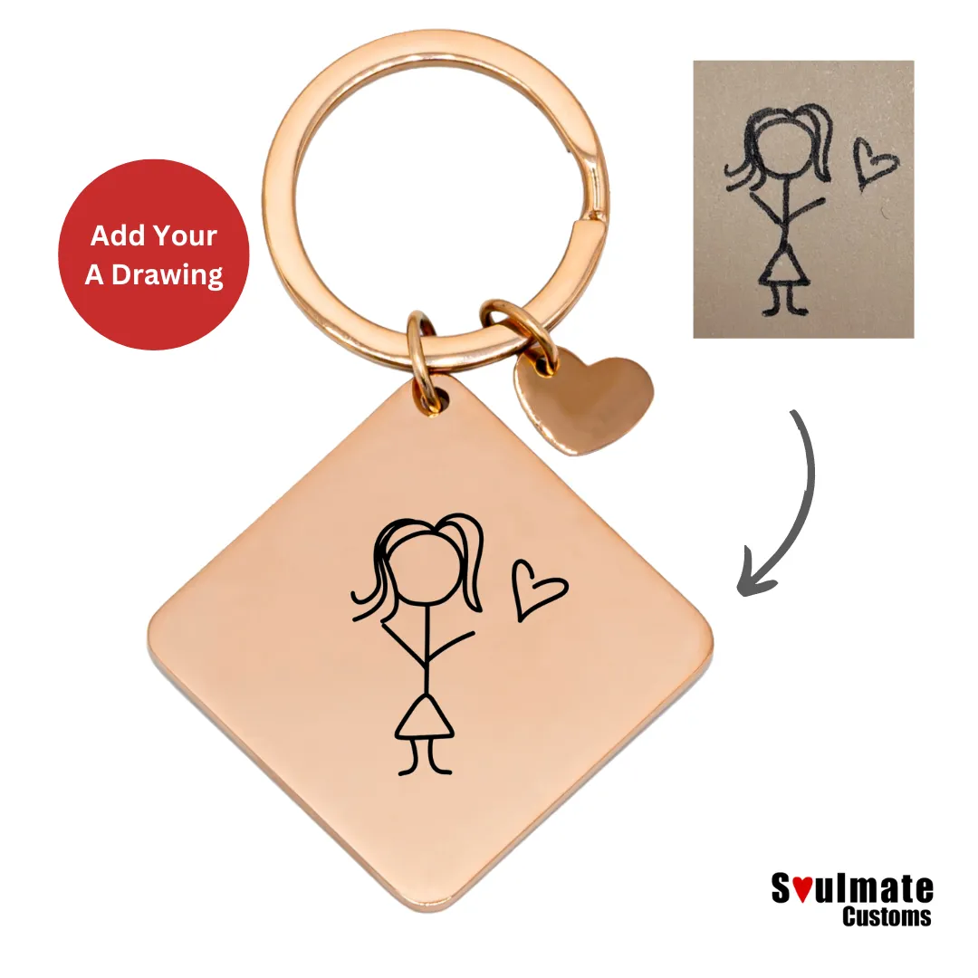 Custom Soulmate© Square Keychain Drawing