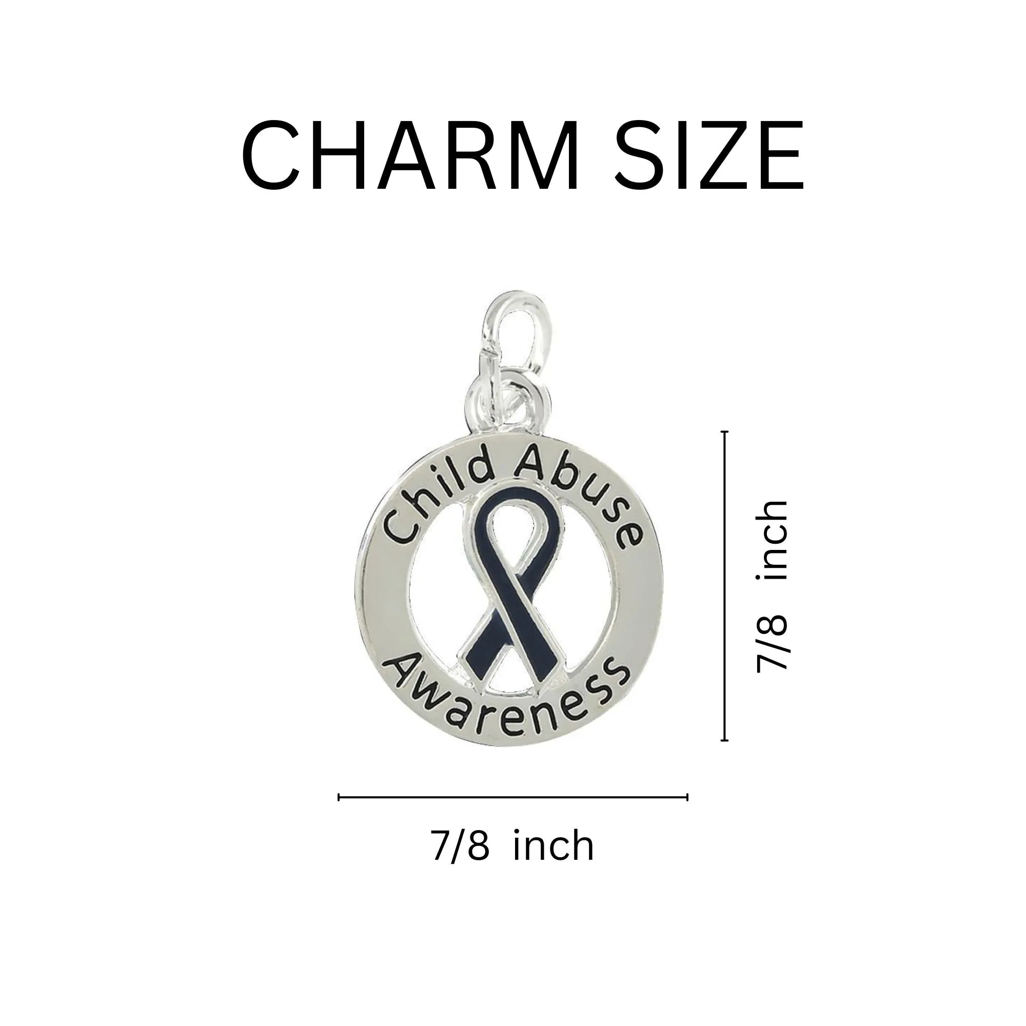 Dark Blue Ribbon Child Abuse Awareness Split Style Keychains