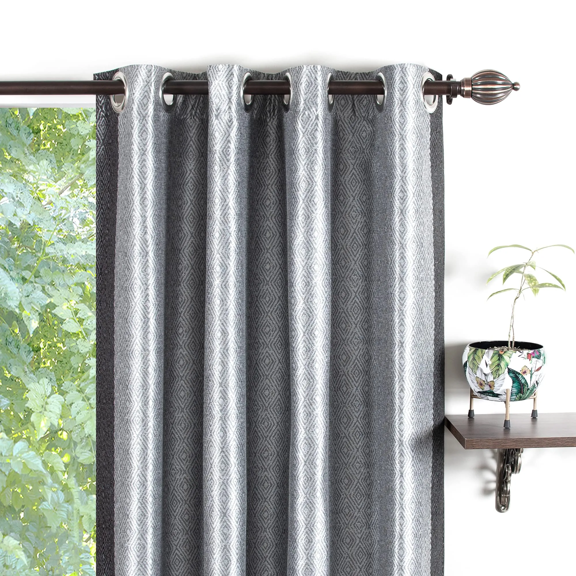 Deco Window Set of 2 Semi-Blackout Curtains for Doors 7.5 Feet Ashley Room Darkening Thermal Insulated Soft Touch Polyester Privacy Panels with Stainless Steel Grommets (Grey)