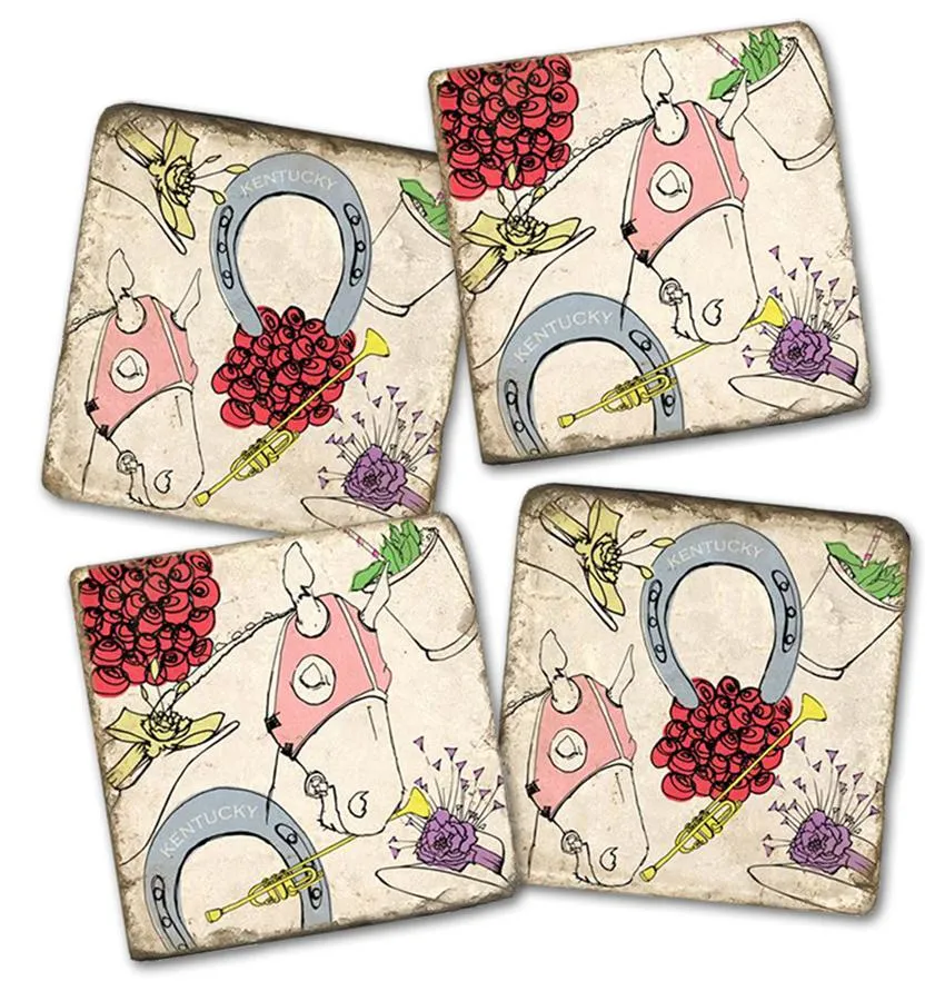 Derby Celebration Marble Coasters - Set of 4