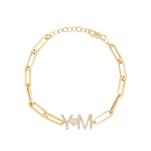 Diamond Initials With Mixed Shape on PaperClip Bracelet