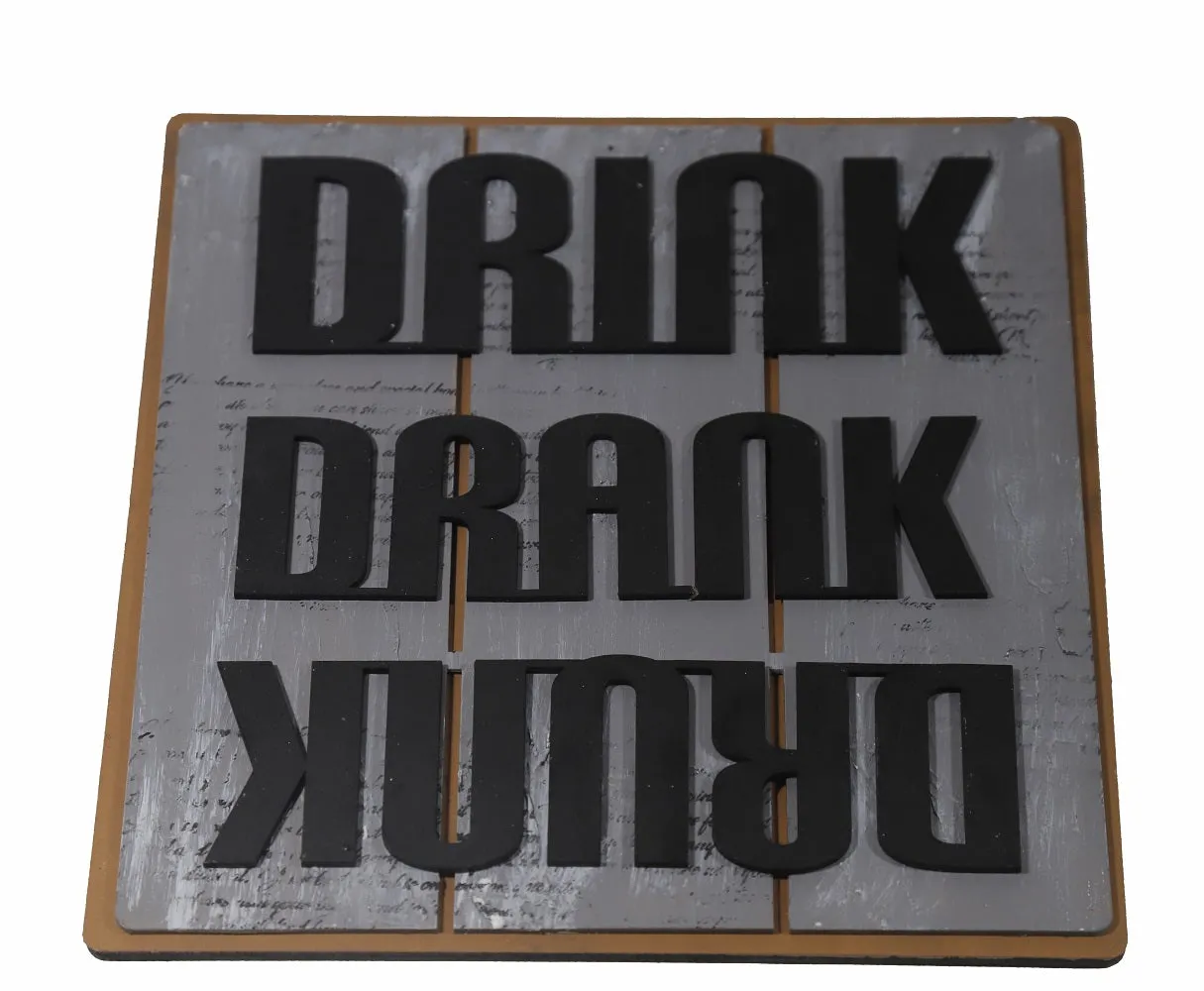 Drink Drank Drunk Bar Wall Hanging - Grey