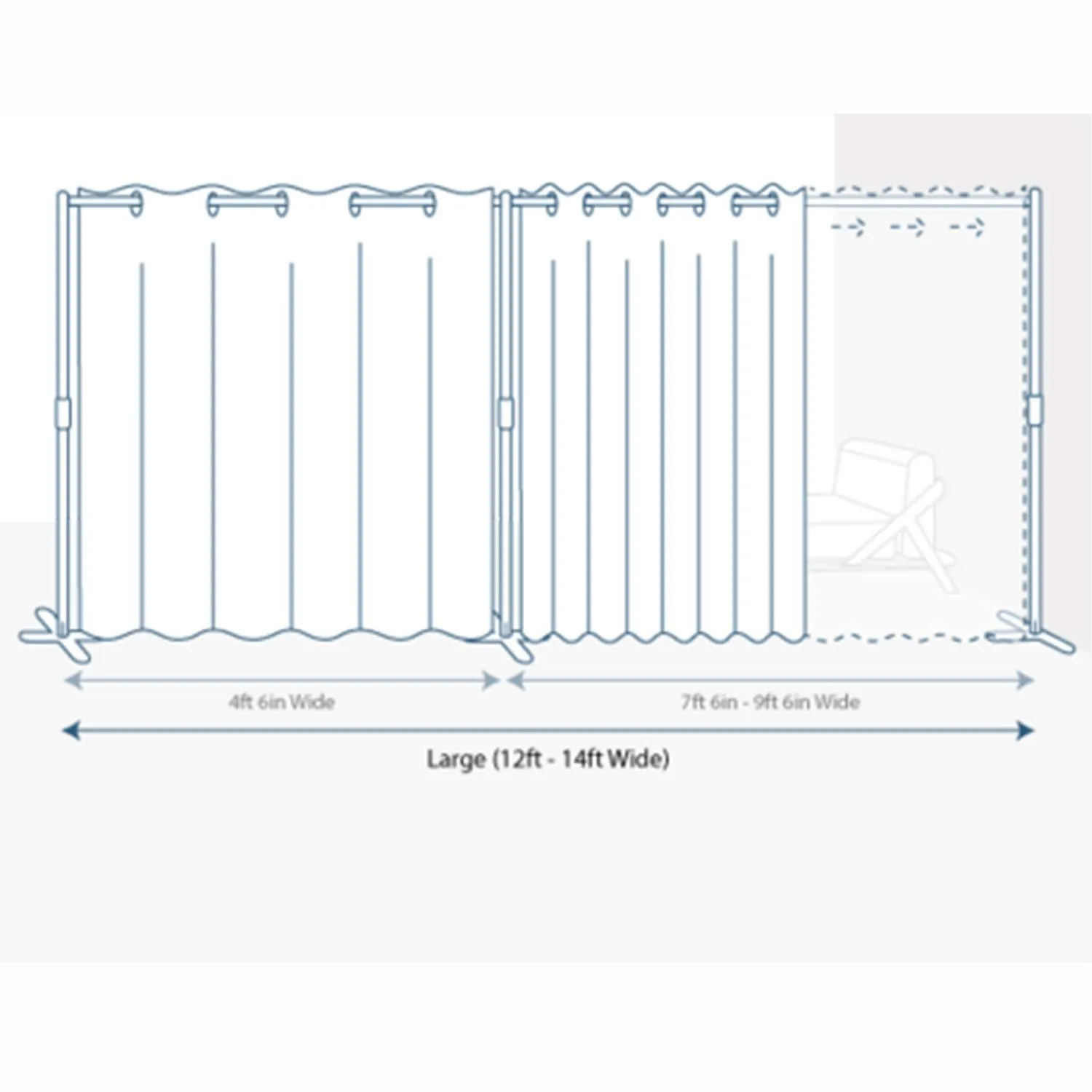 End2End Room Divider Kit - Large A, 8ft Tall x 12ft - 14ft Wide, Dusty Gold (Room