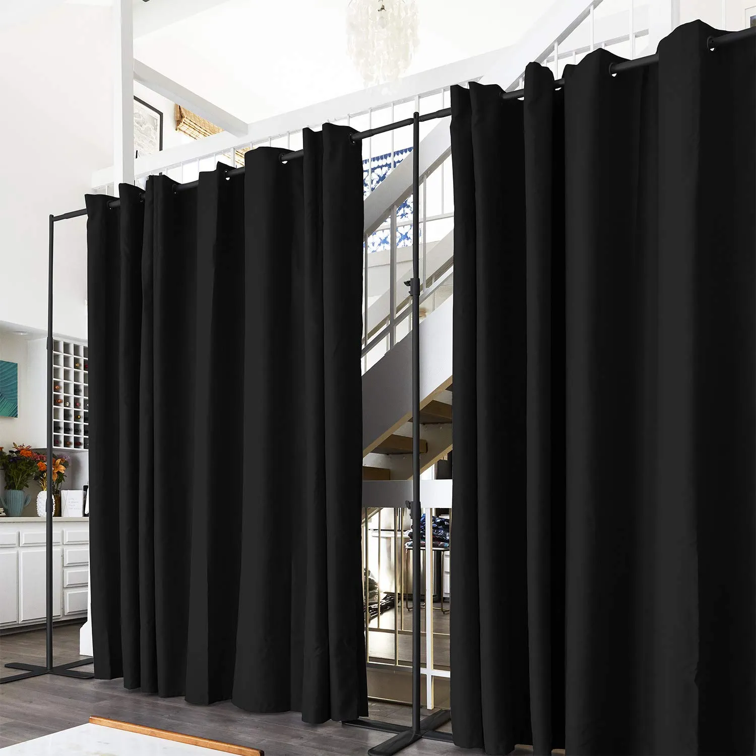 End2End Room Divider Kit - Large B, 9ft Tall x 12ft - 14ft Wide, Dark Chocolate (Room