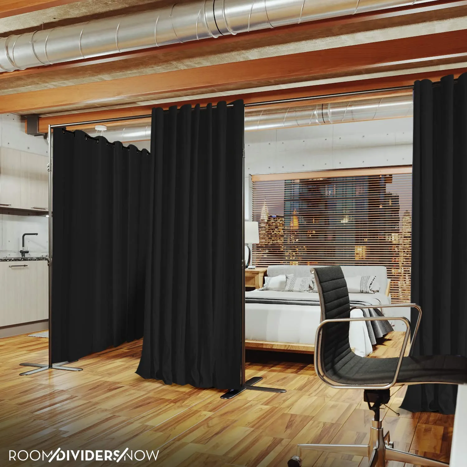 End2End Room Divider Kit - Large B, 9ft Tall x 12ft - 14ft Wide, Dark Chocolate (Room