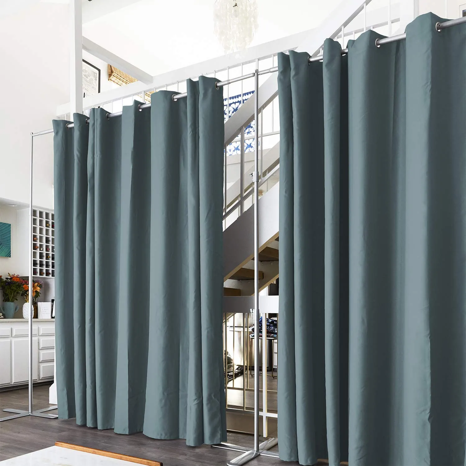 End2End Room Divider Kit - Large B, 9ft Tall x 12ft - 14ft Wide, Seafoam (Room/Dividers