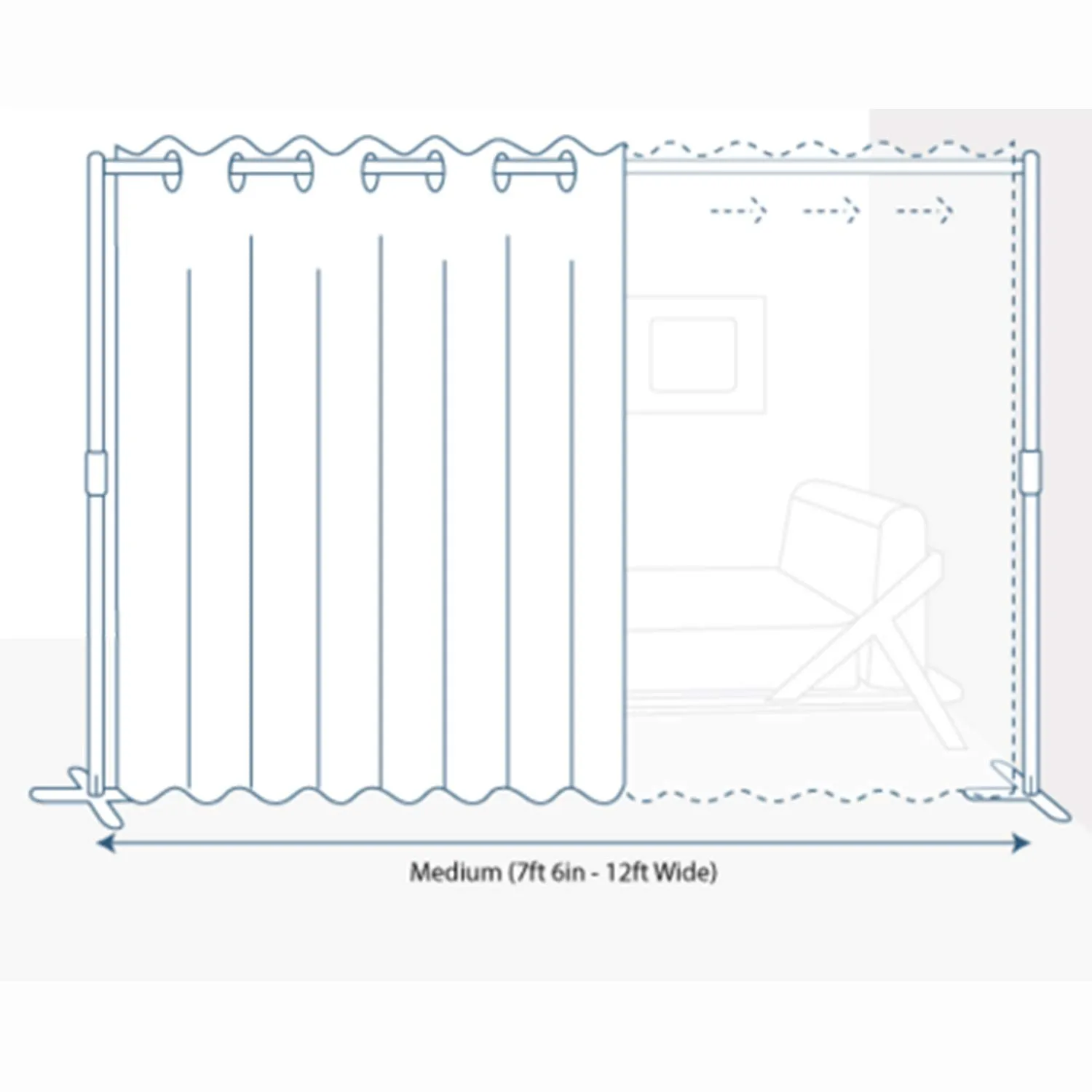 End2End Room Divider Kit - Medium B, 9ft Tall x 7ft 6in - 12ft Wide, Slate Gray (Room