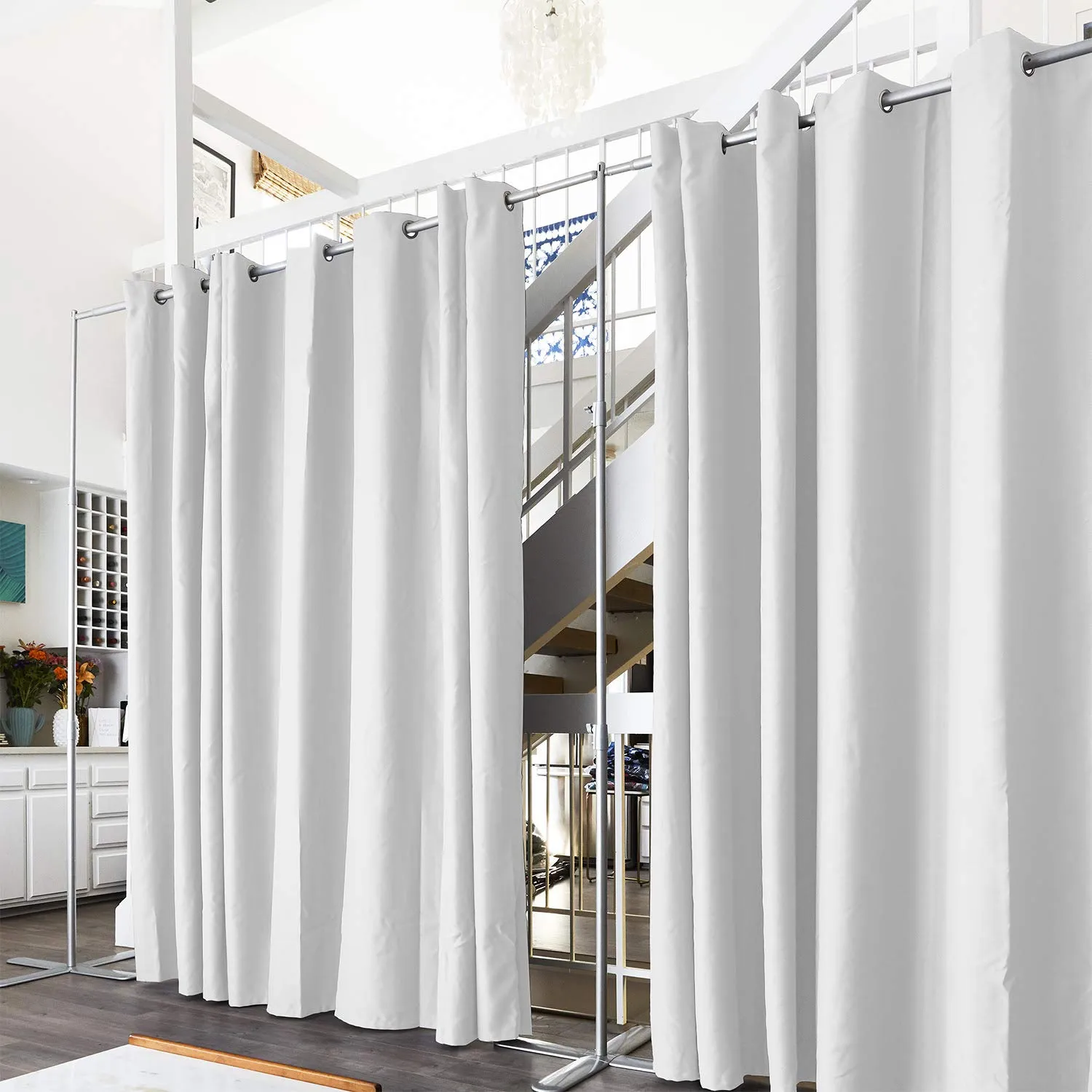 End2End Room Divider Kit - Medium B, 9ft Tall x 7ft 6in - 12ft Wide, Stone White (Room