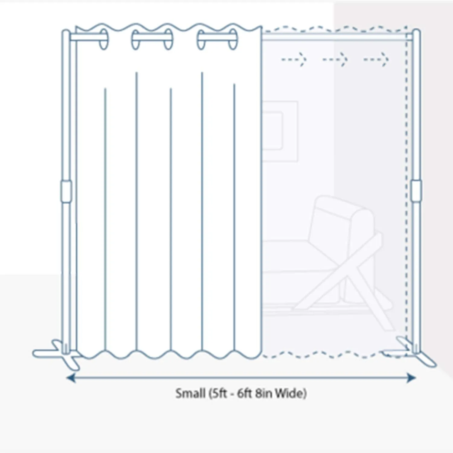 End2End Room Divider Kit - Small B, 9ft Tall x 5ft - 6ft 8in Wide, Stone White (Room