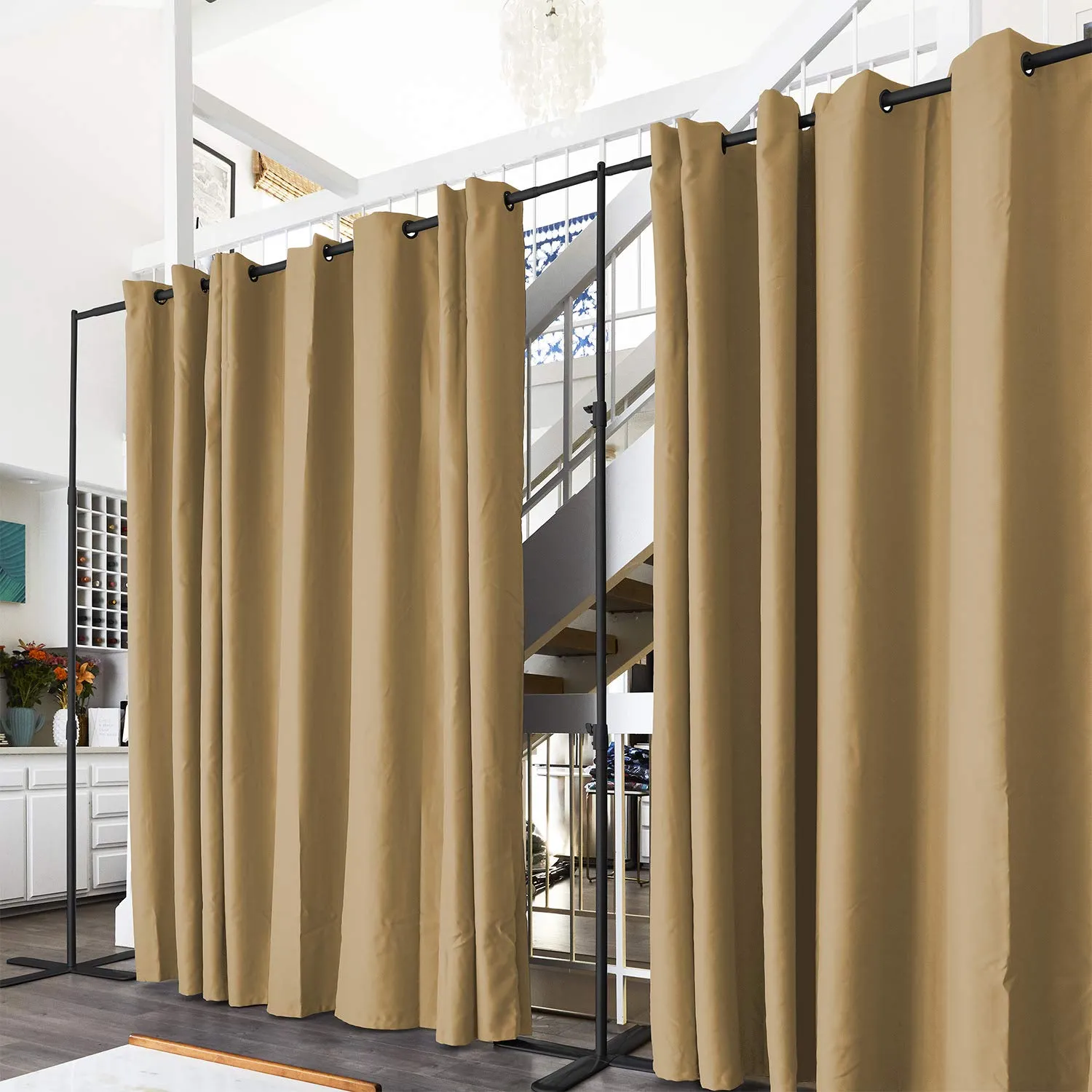 End2End Room Divider Kit - X-Large A, 8ft Tall x 14ft - 18ft Wide, Mocha (Room/Dividers