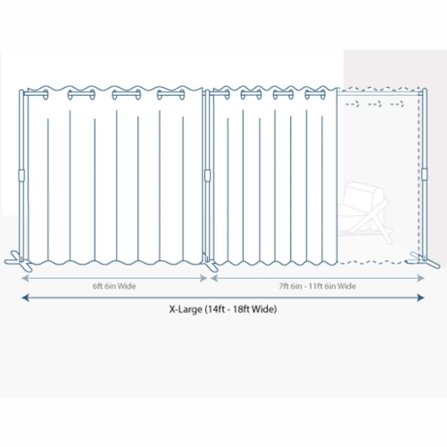 End2End Room Divider Kit - X-Large B, 9ft Tall x 14ft - 18ft Wide, Slate Gray (Room