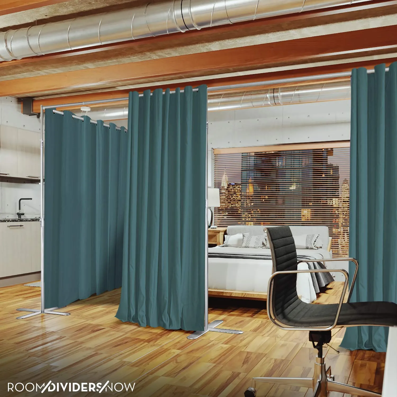 End2End Room Divider Kit - XX-Large A, 8ft Tall x 18ft - 24ft Wide, Mocha (Room/Dividers