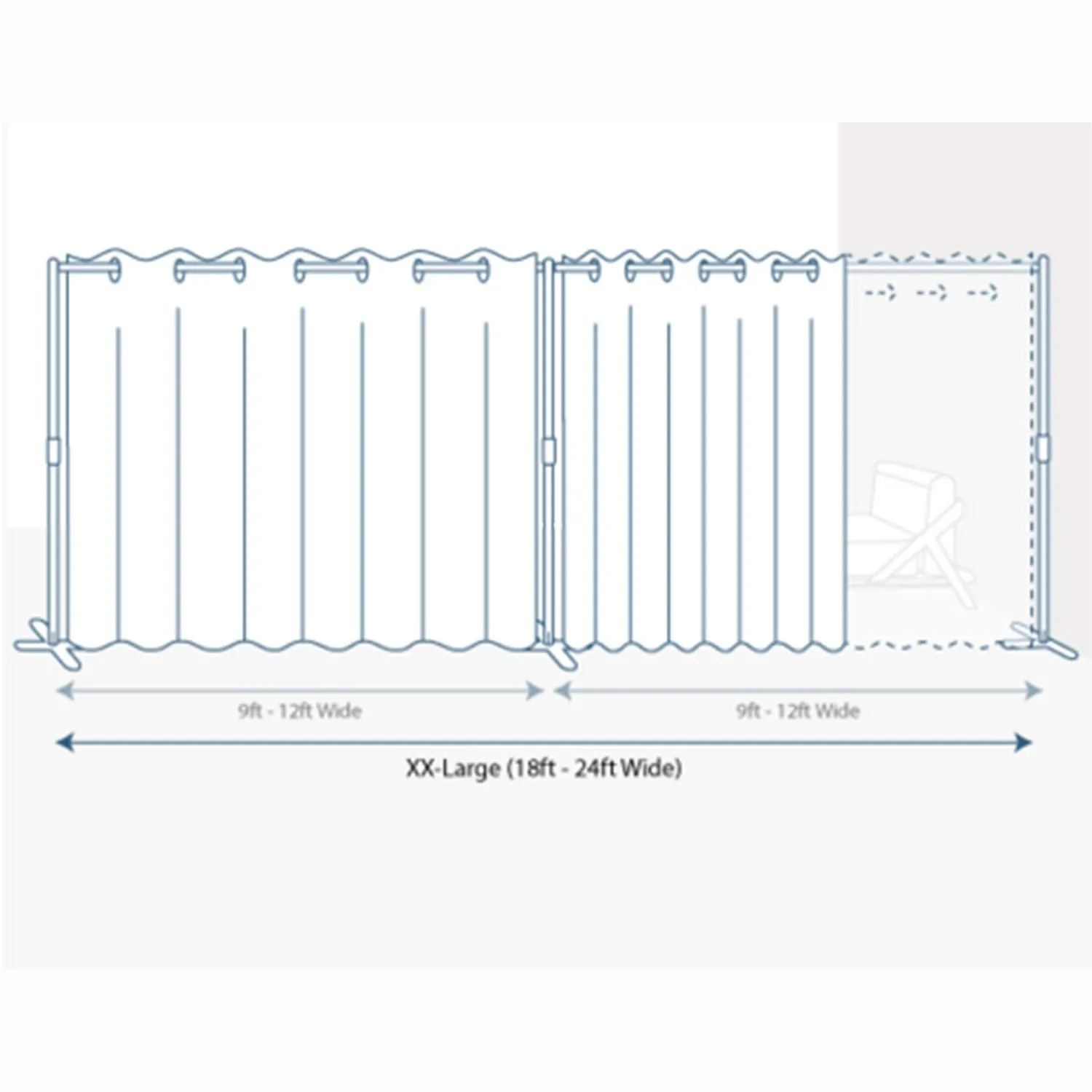 End2End Room Divider Kit - XX-Large A, 8ft Tall x 18ft - 24ft Wide, White Brick (Room