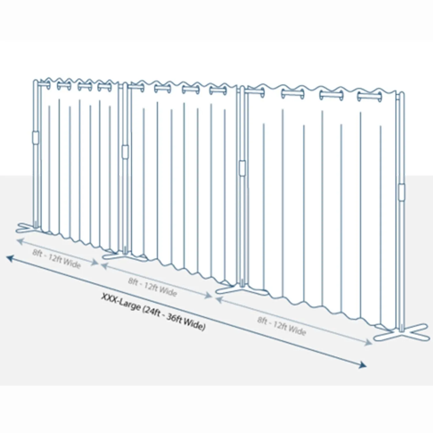 End2End Room Divider Kit - XXX-Large A, 8ft Tall x 24ft - 36ft Wide, Seafoam (Room