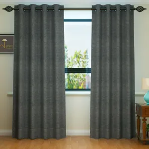 Fabrahome Light Filtering 7 Ft Rectangular Jute Fabric Curtain ( Dark Grey )