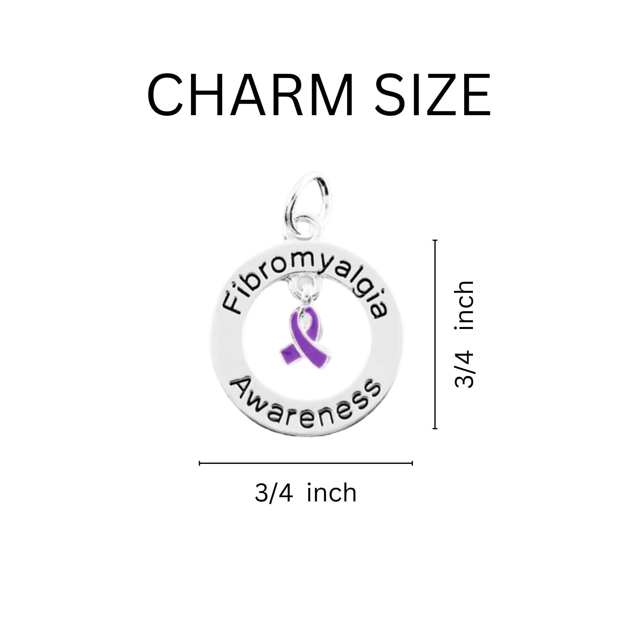 Fibromyalgia Awareness Round Charm Split Style Keychains