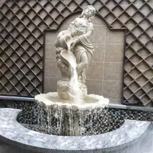 FINEST Exquisite Marble Water Fountain with Lady Statues For Sale MF-008