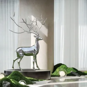 FINEST Modern High Polished Stainless Steel Elk Sculpture FS-016