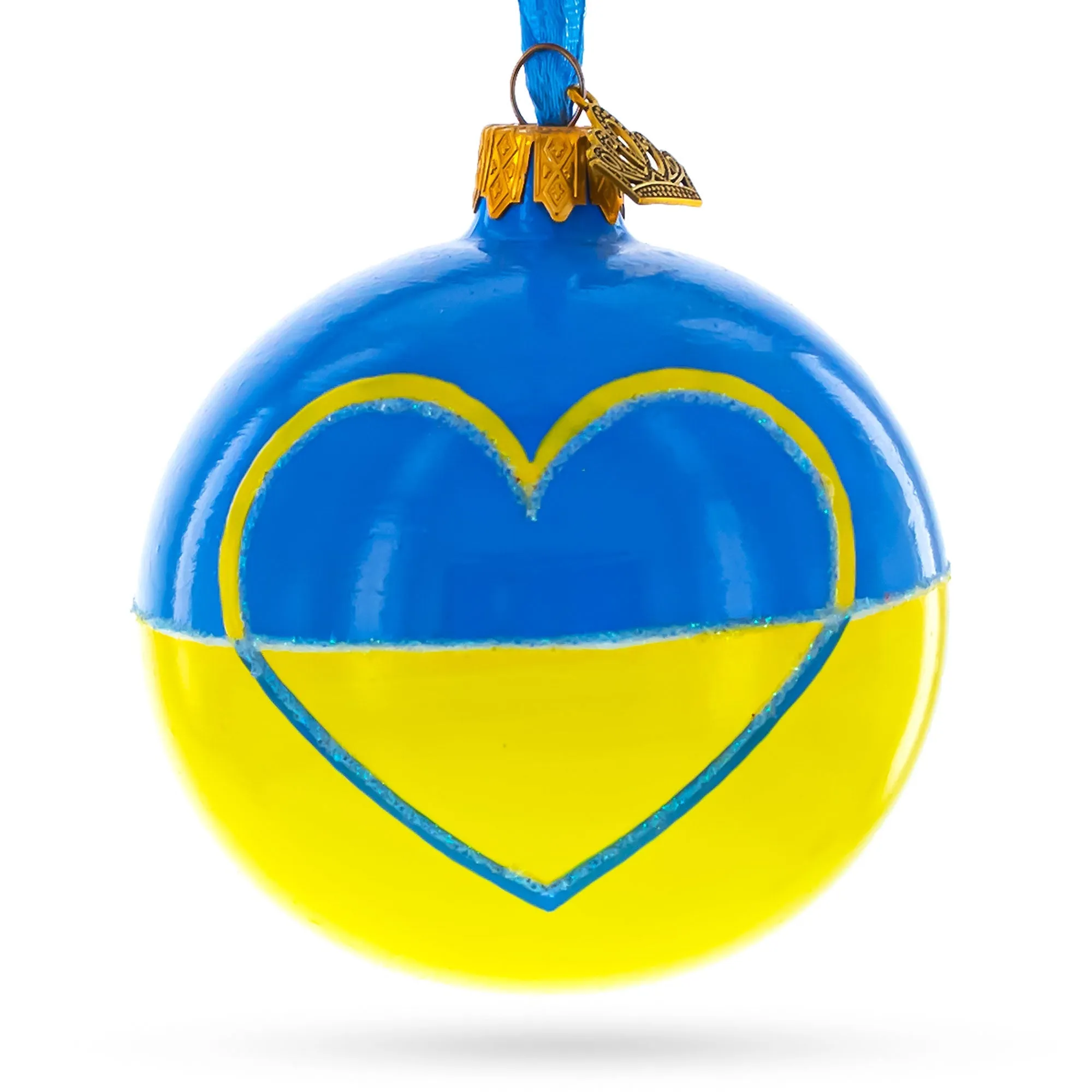 Flag Of Ukraine Glass Ball Christmas Ornament 3.25 Inches