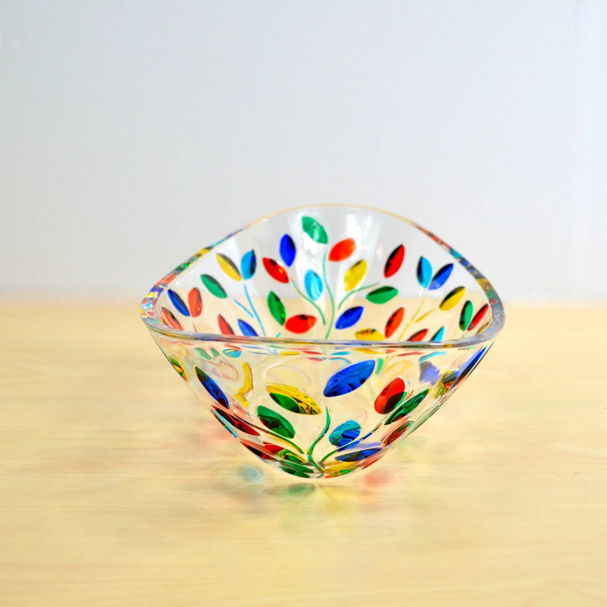 Flowervine Oval Glass Bowl, Handmade and Painted in Italy