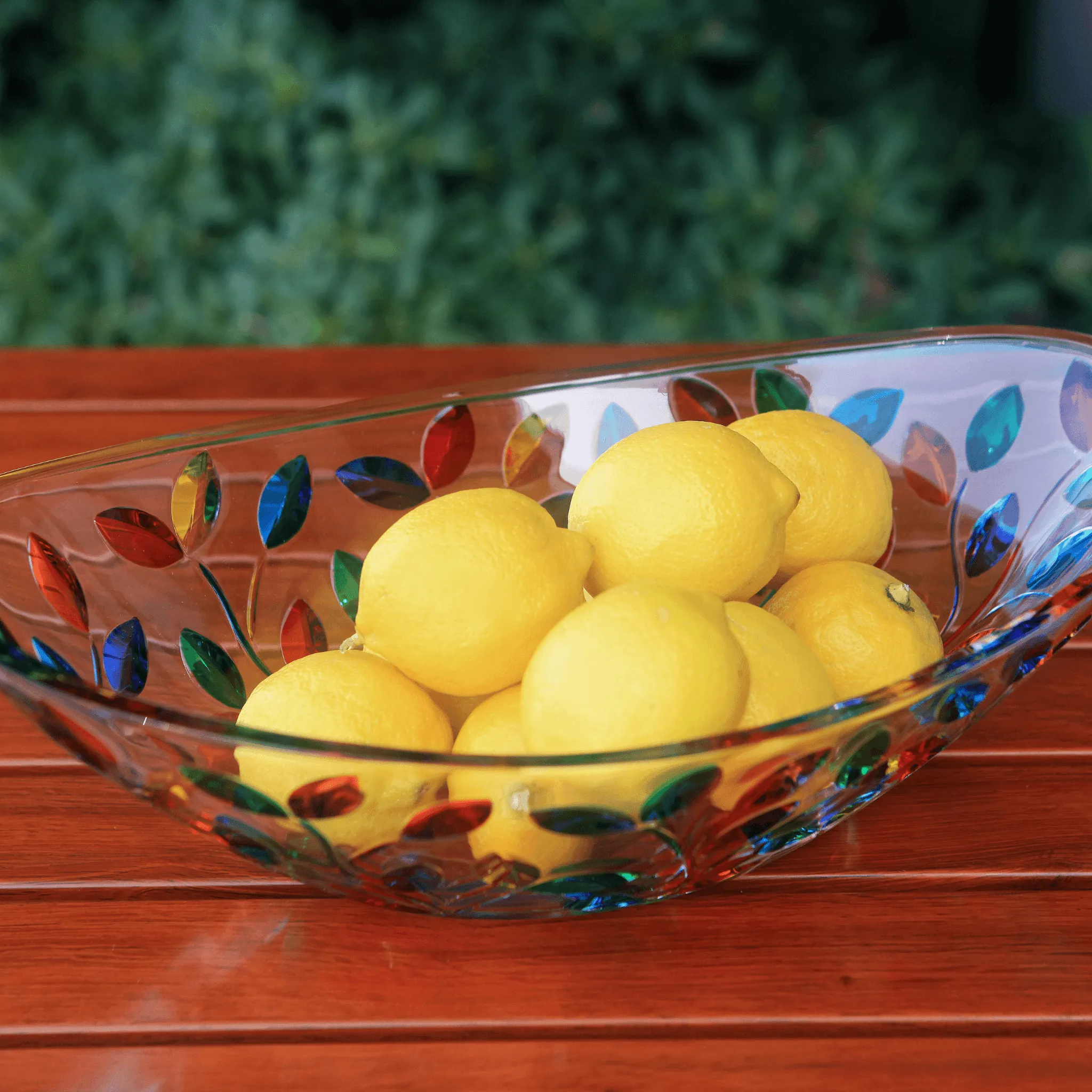 Flowervine Oval Glass Bowl, Handmade and Painted in Italy