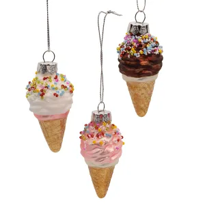 Glass Ice Cream Ornaments, 9-Piece Box