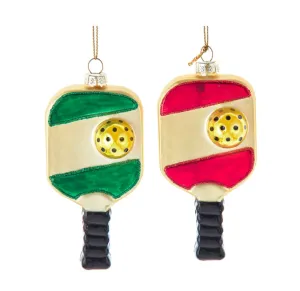 Glass Red or Green Pickleball Ornaments