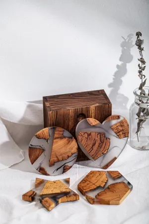 Gohobi A Set of 4 Wooden Resin Coasters