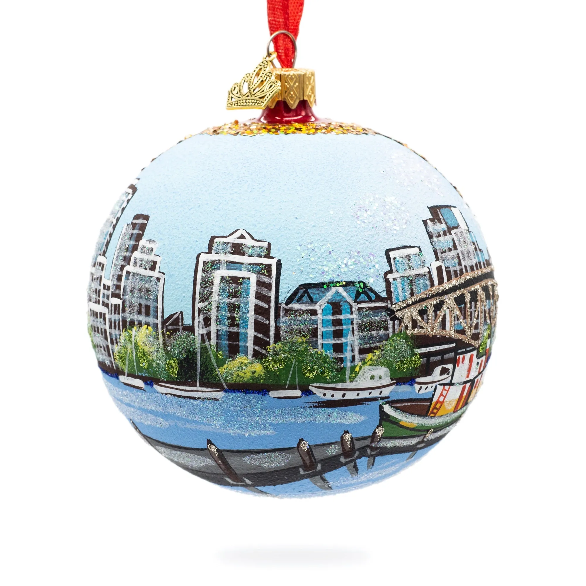 Granville Island, Vancouver, Canada Glass Ball Christmas Ornament 4 Inches