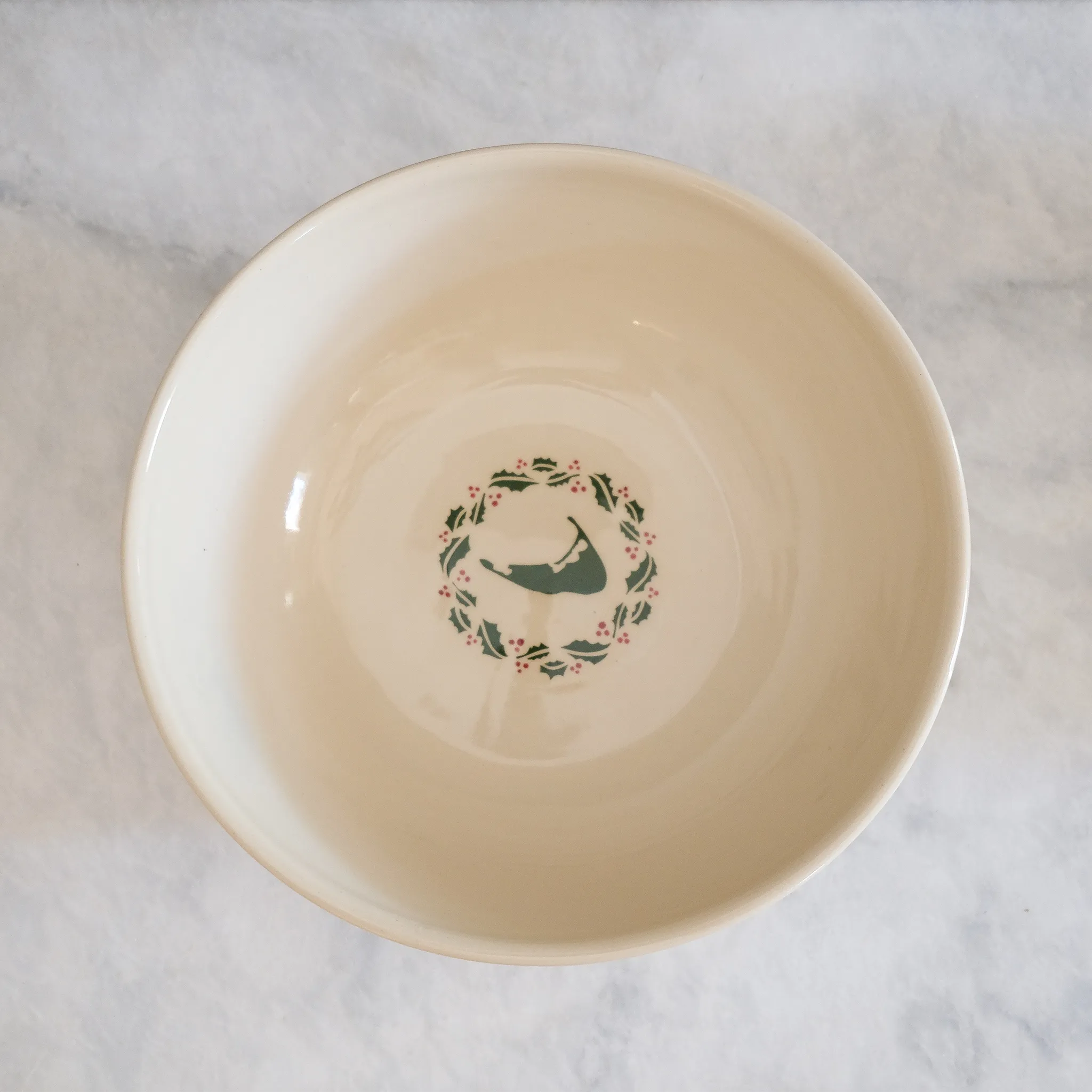 Handcrafted Holly Wreath Serving Bowl by Emily Johnson