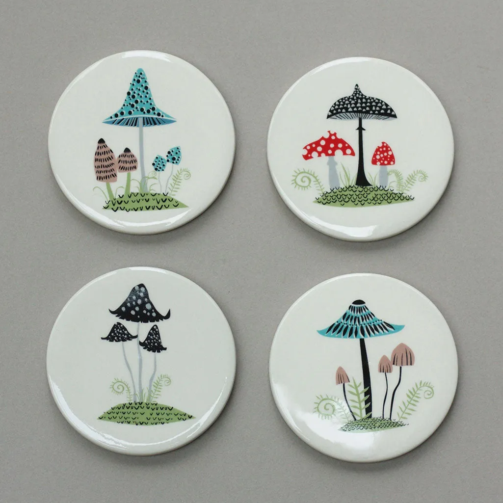 Handmade Ceramic Toadstool Coasters box set of 4 x 4