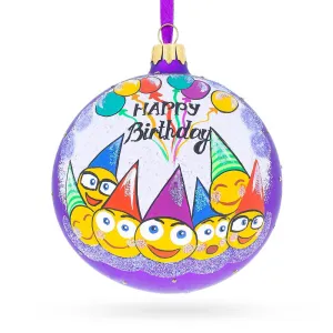 Happy Birthday Blown Glass Ornament 4 Inches