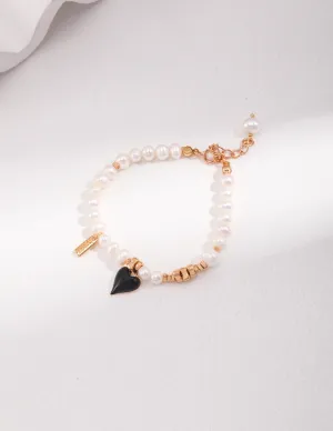 Heart Pendant Pearl Bracelet