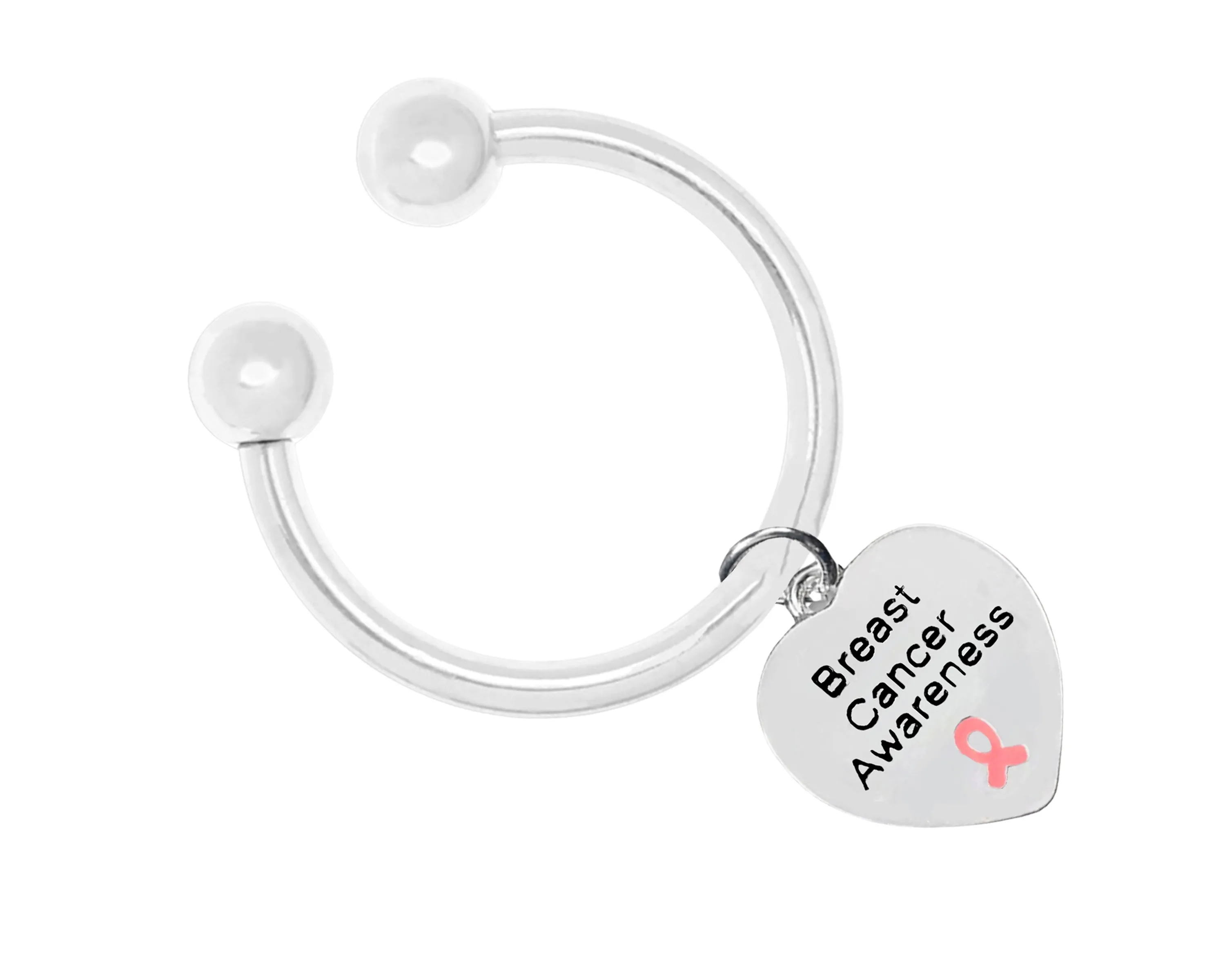 Heart Shaped Breast Cancer Awareness Keychains