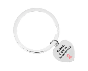 Heart Shaped Breast Cancer Awareness Pink Ribbon Keychains