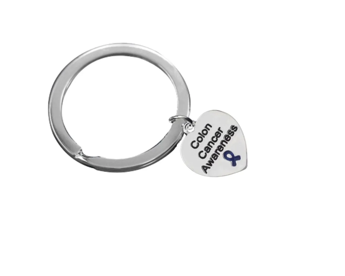 Heart Shaped Colon Cancer Awareness Split Style Key Chains