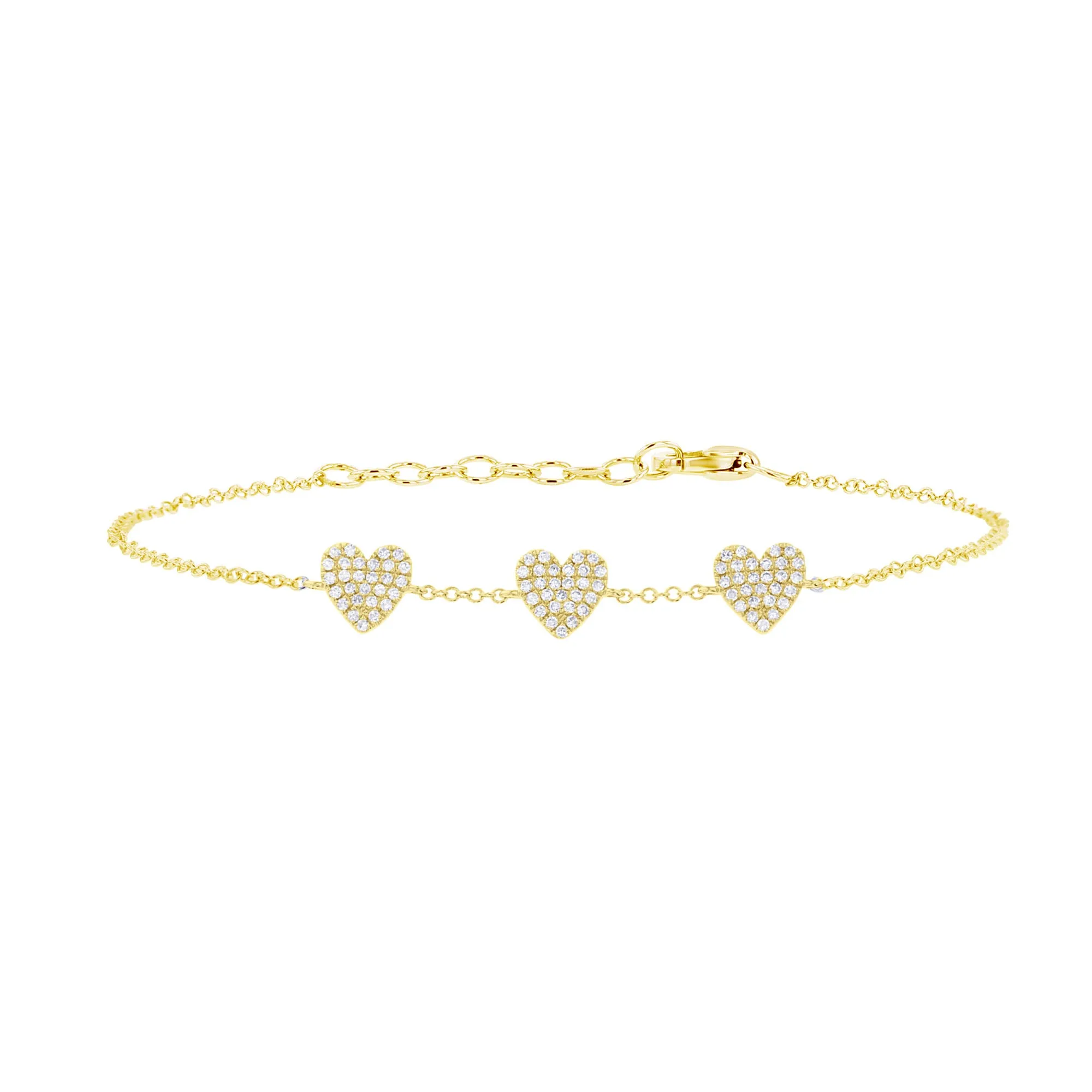 Hearts Trio Chain Diamond Bracelet