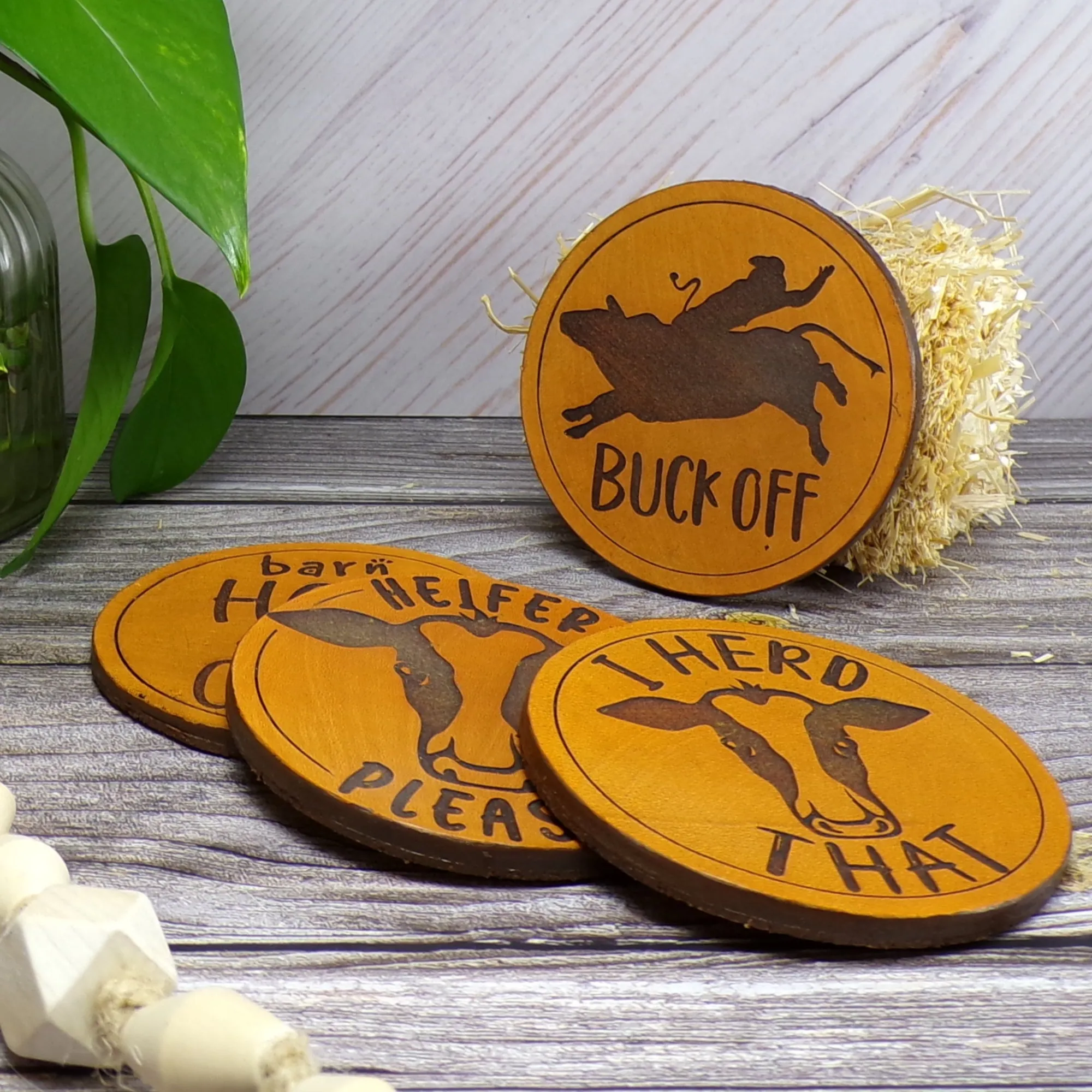 Heifer Please - Leather Coaster