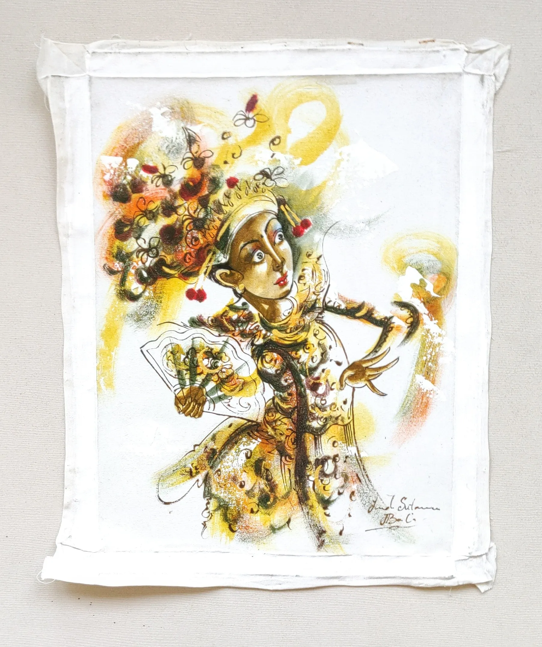 Home Decor: Wall Hangings. Artistic Traditional Legong Dancer, painting.