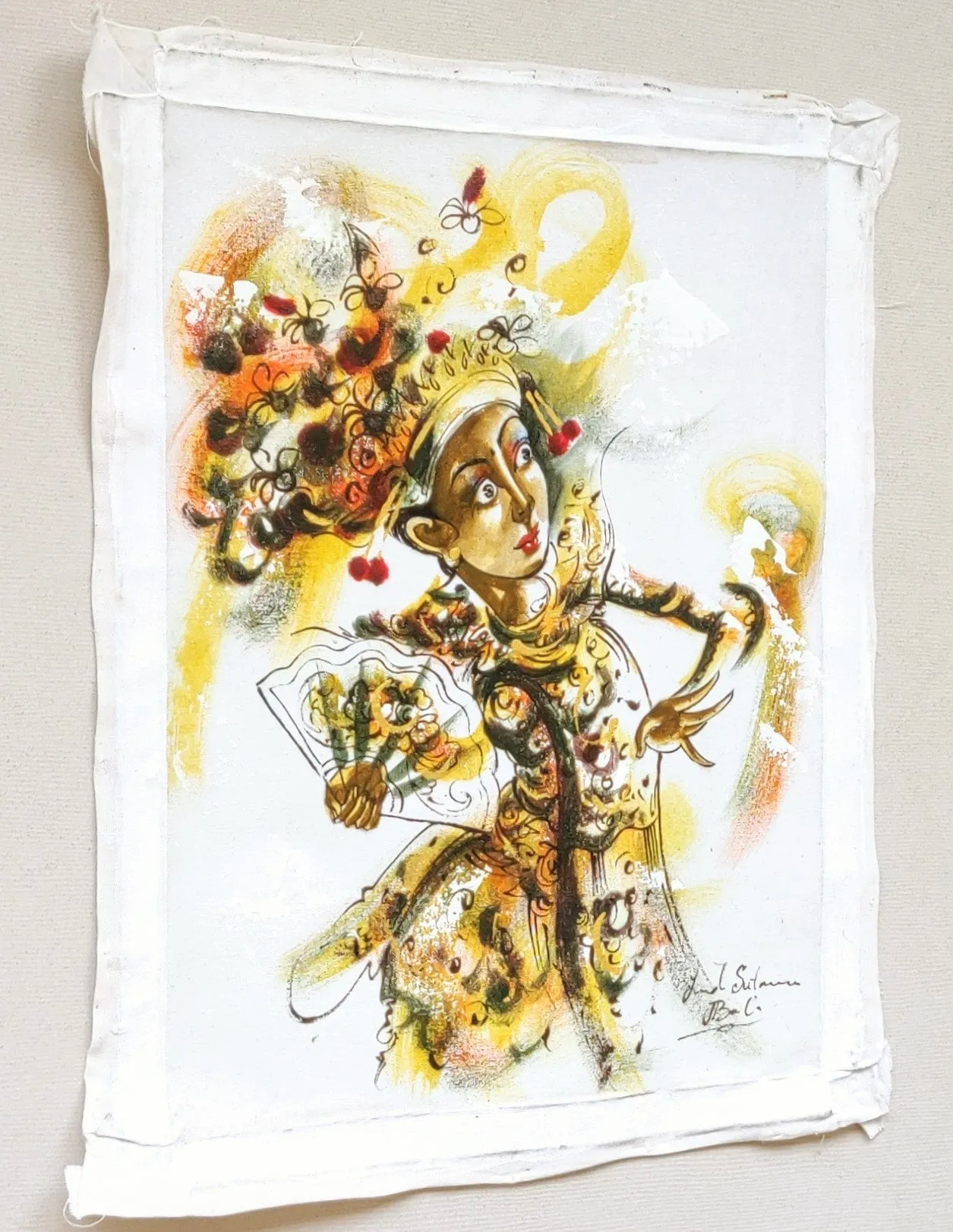 Home Decor: Wall Hangings. Artistic Traditional Legong Dancer, painting.