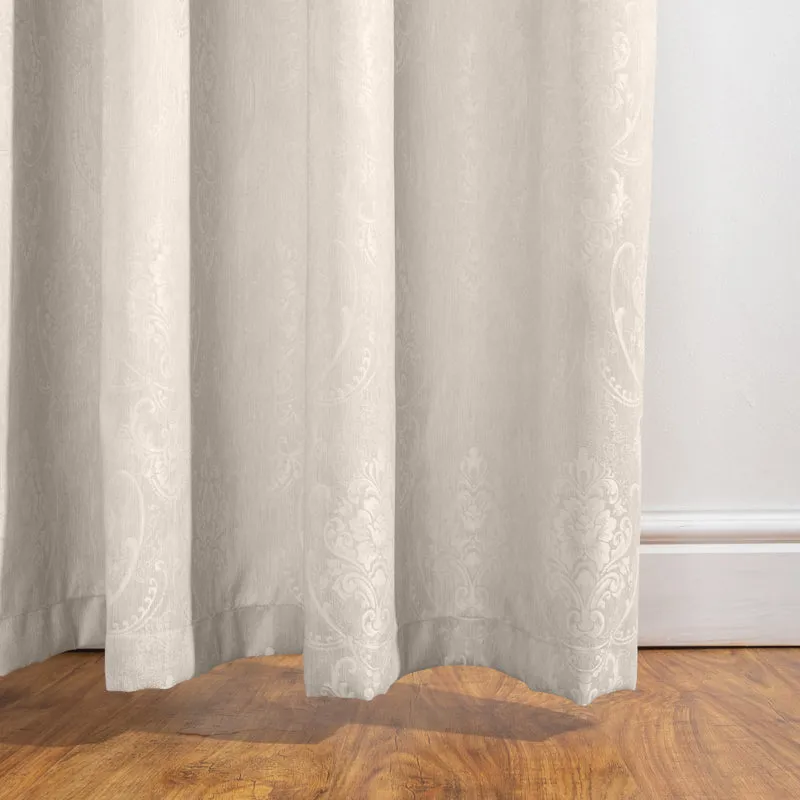 HOME.LIFE Venice Jacquard Eyelet Lined Curtain - Natural