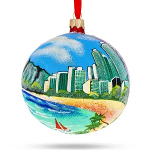 Honolulu, Hawaii Glass Ball Christmas Ornament 4 Inches