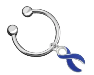 Horseshoe Style Dark Blue Ribbon Key Chains