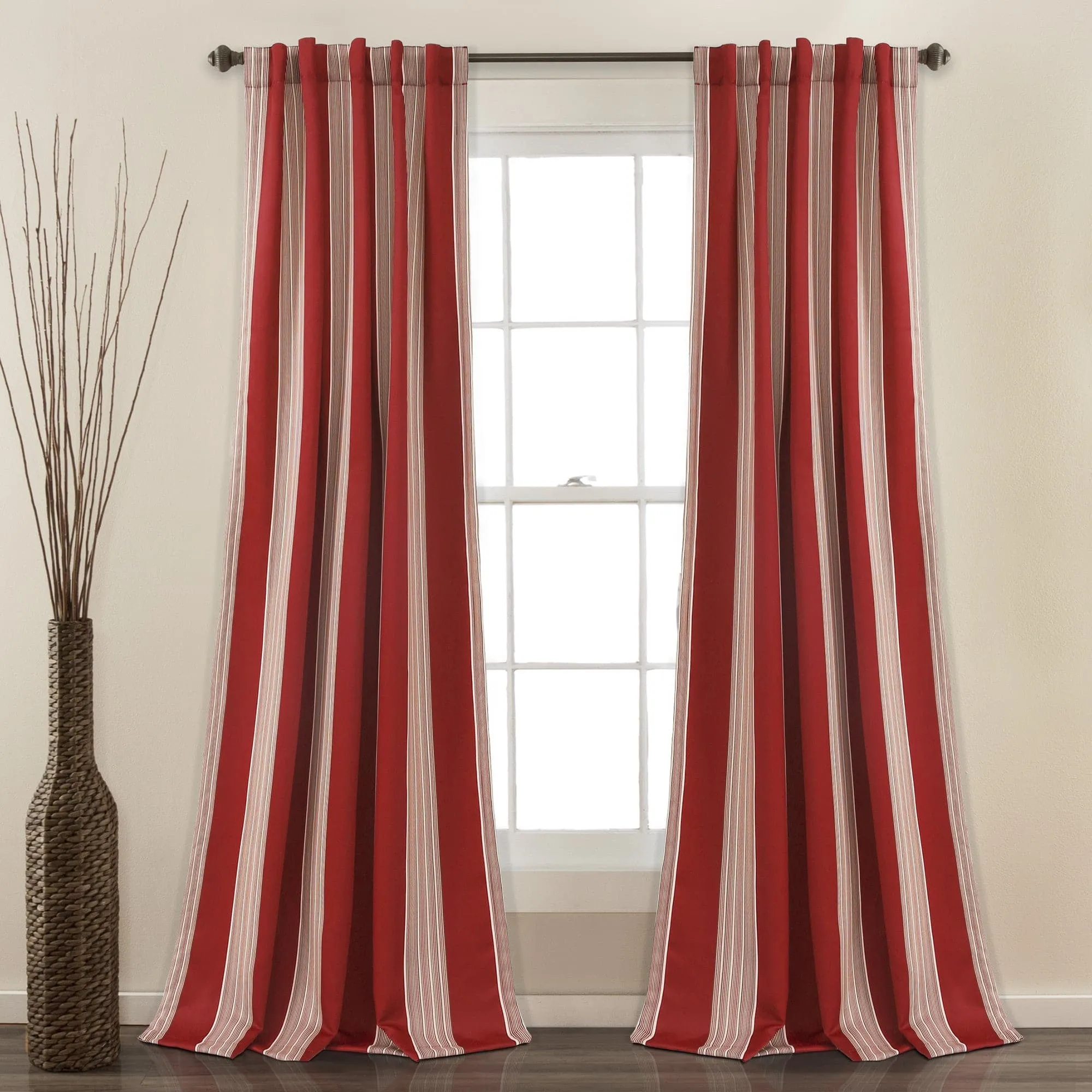 Julia Stripe Light Filtering Window Curtains Set