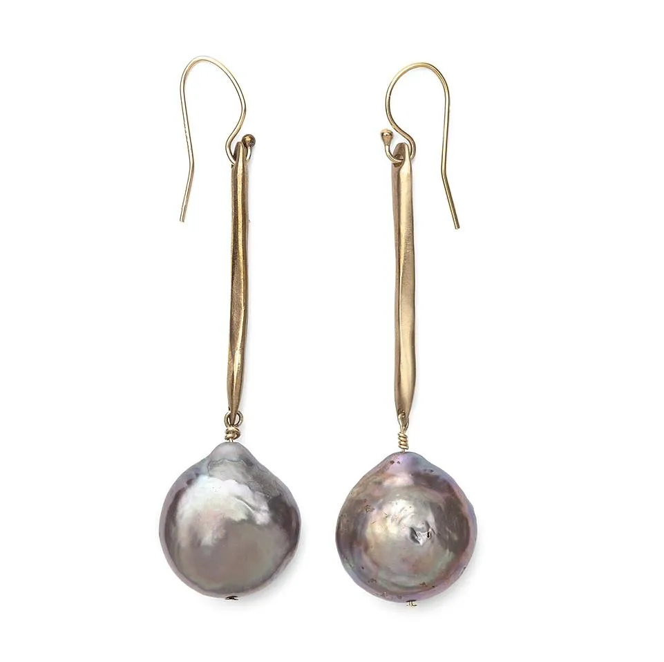 Julie Cohn Twig Coin Pearl Earring