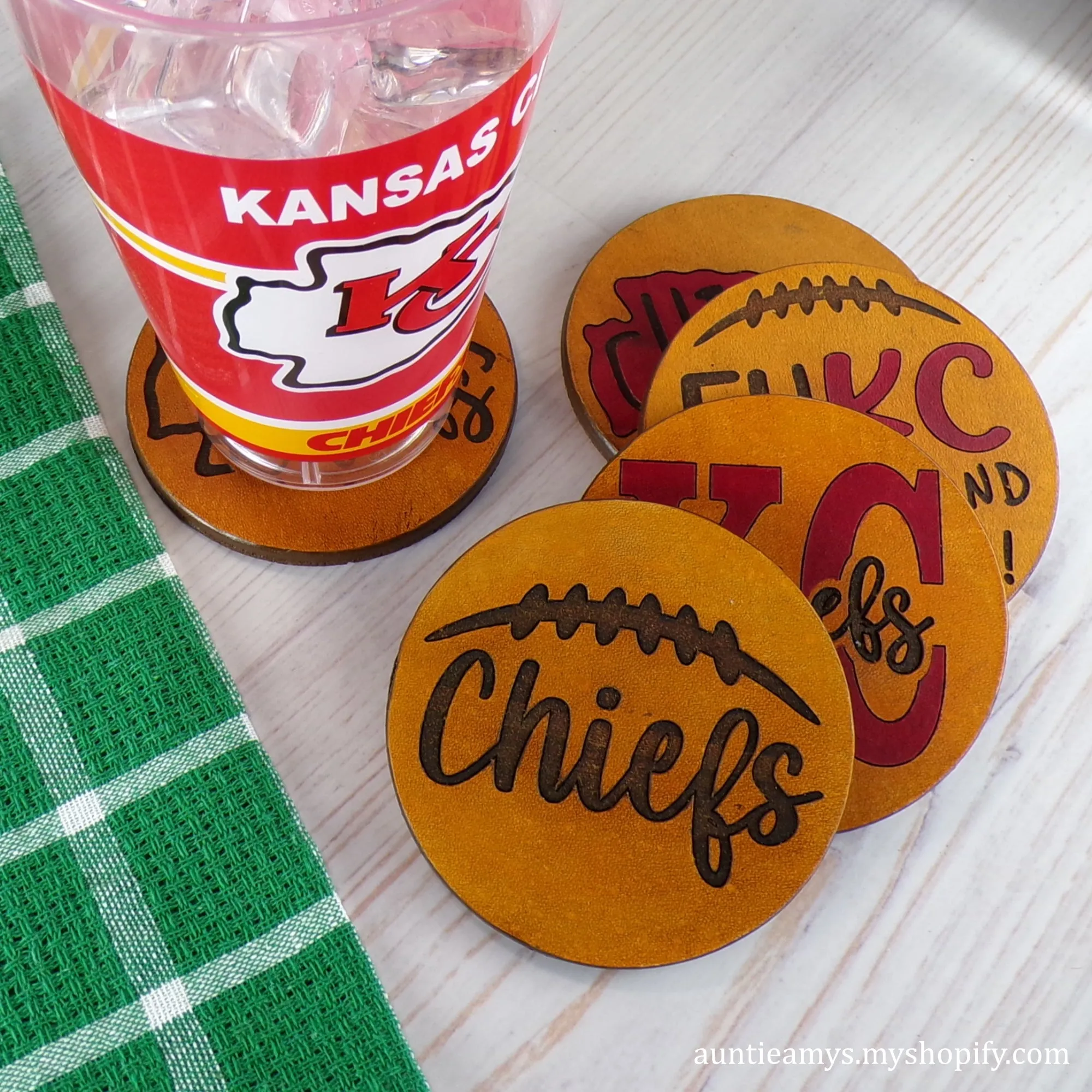 KC Chiefs - Leather Coaster