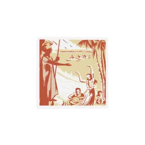 King Kamehameha and Outriggers Ceramic Coaster